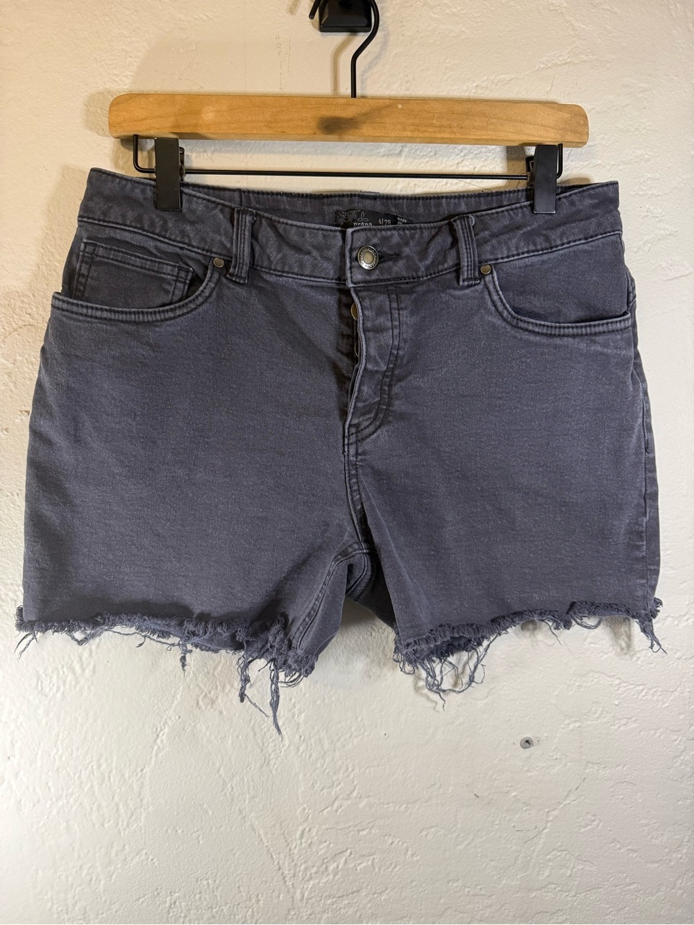 Prana Women's Frayed Hem Jean Shorts - Charcoal